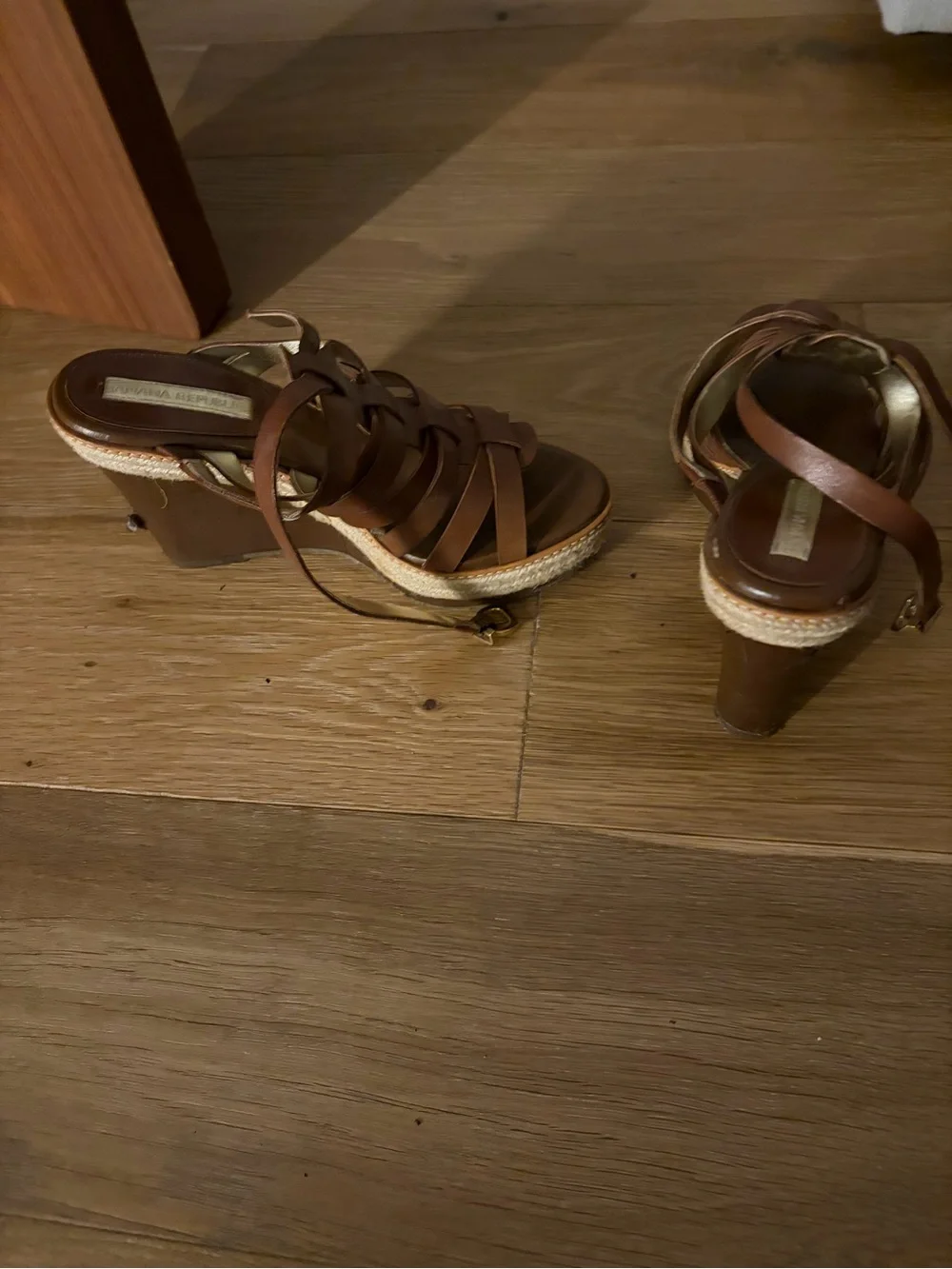 Banana Republic Brown Leather Strappy Wedge Sandals